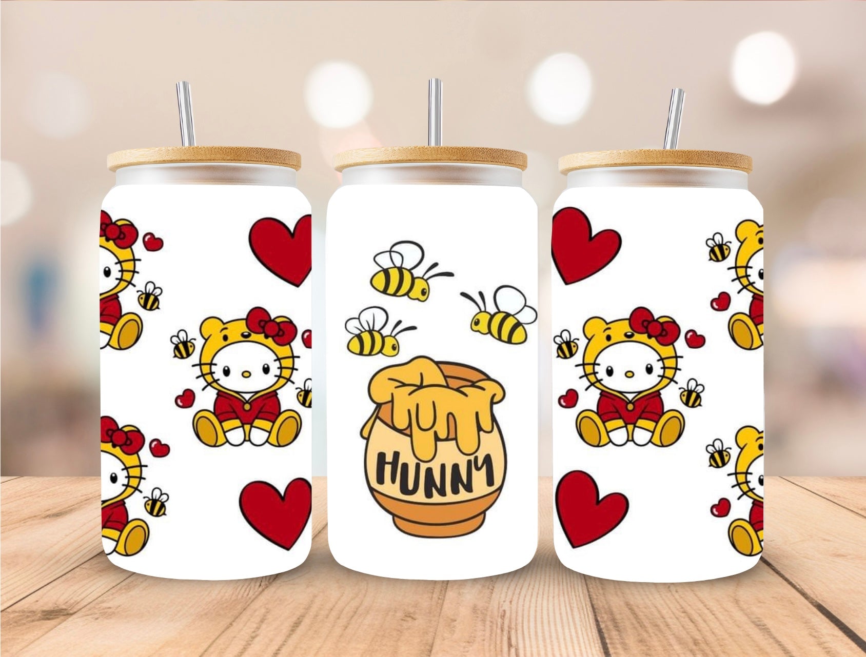 Hello Kitty(Winnie Outfit) Glass Cup