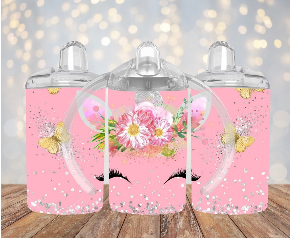Unicorn(Pink)Sippy Cup 3 Piece Set