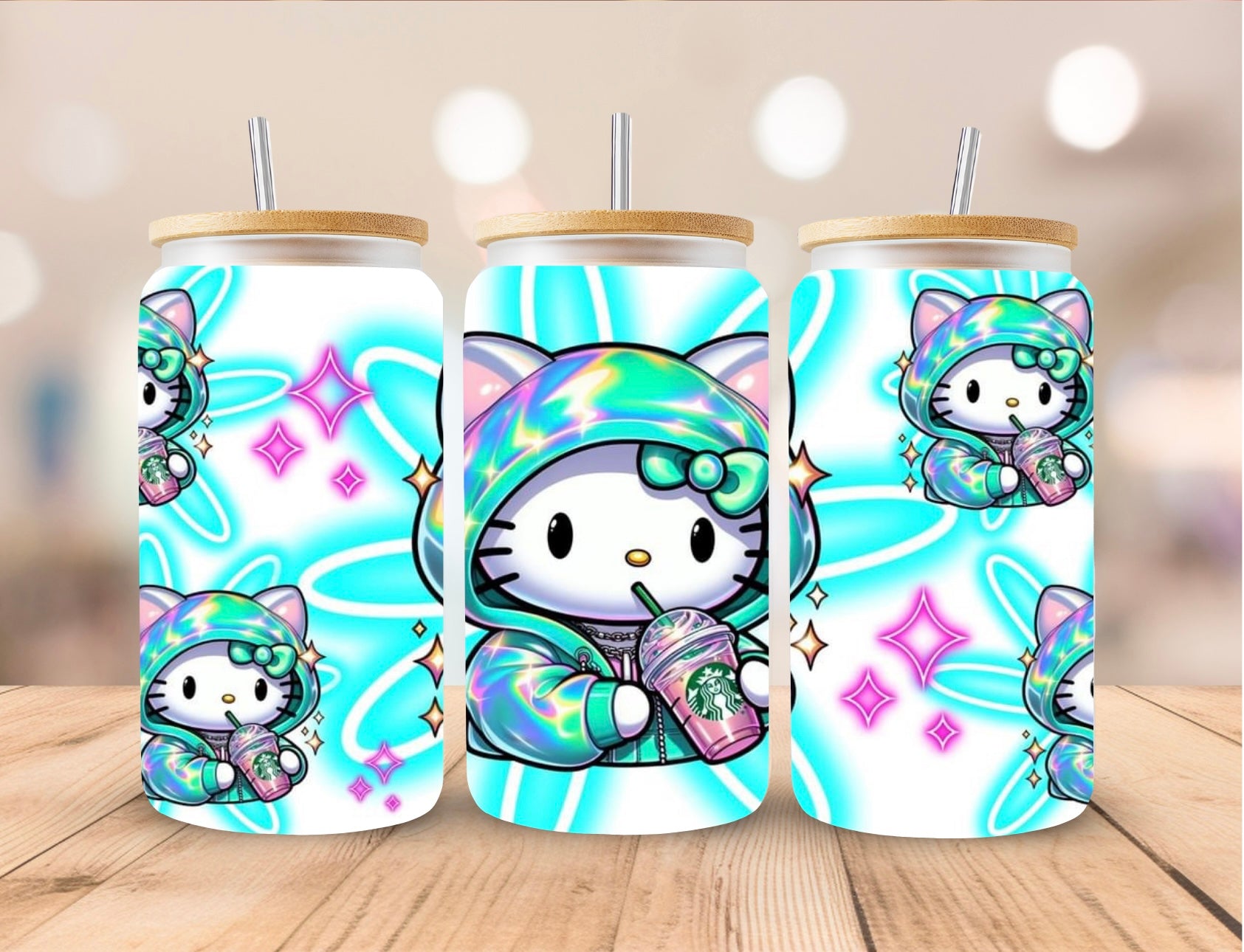 Hello Kitty(Tie Dye Hoodie) Glass Cup