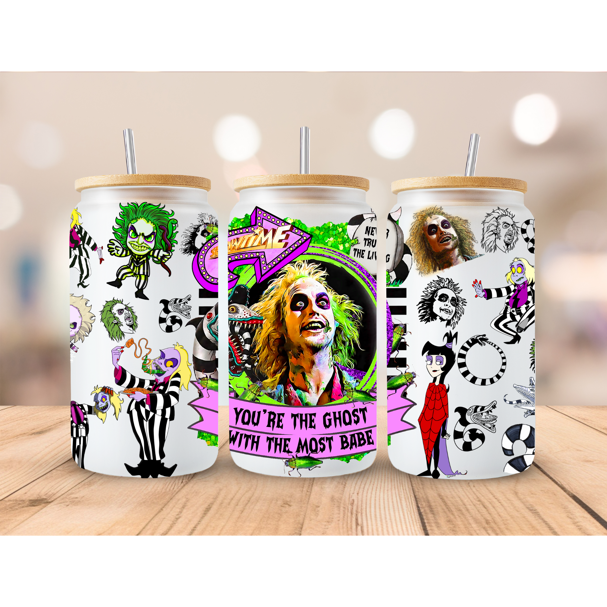 Beetlejuice Frosted Glass Cup