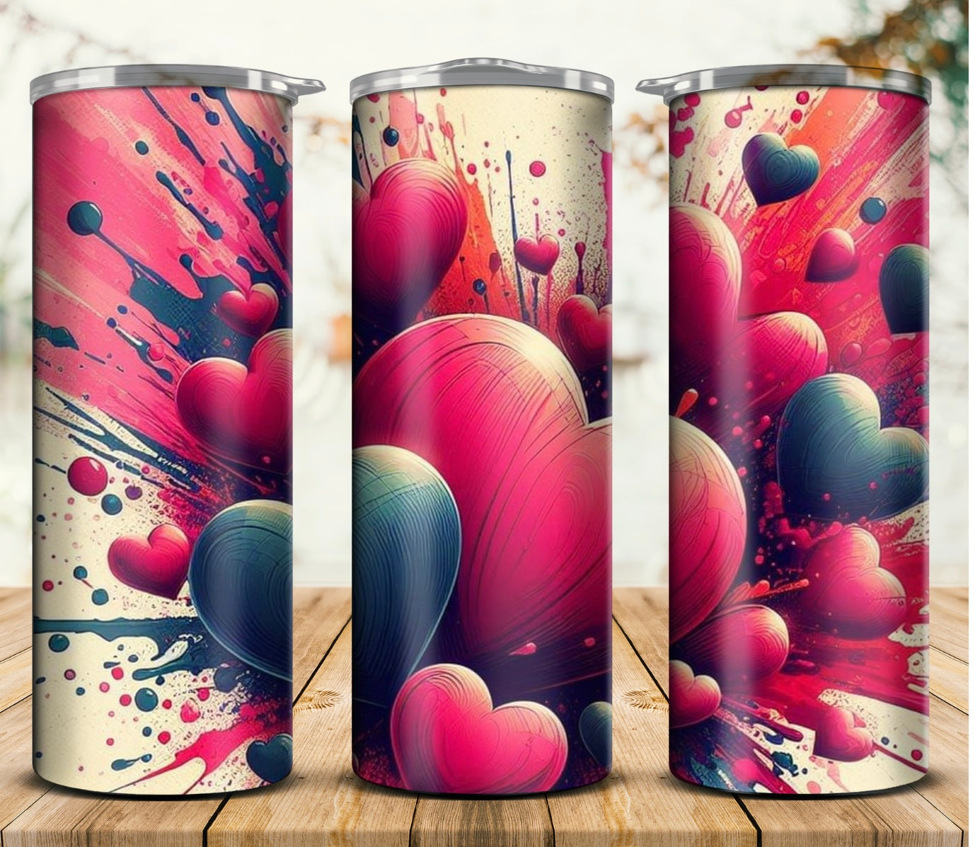 Red & Black Hearts 20 oz